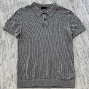 GAP Crochet Ribbed Grey Polo Shirt. XS